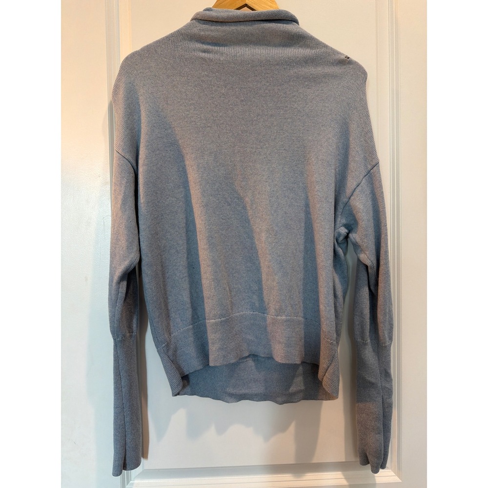 Wilfred Aritzia Blue 100% Merino Wool Turtleneck Sweater Large *FLAW*